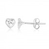 9ct White Gold Cubic Zirconia Heart Earrings (Small)