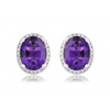 9ct White Gold Amethyst & Diamond Earrings