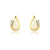 9ct Yellow Gold Opal & Diamond Curl Earrings