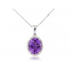 9ct White Gold Amethyst & Diamond Pendant Necklace