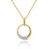 9ct Yellow Gold Diamond Circle Pendant Necklace