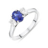 18ct White Gold 0.72ct Sapphire Diamond Oval Cut Three Stone Ring