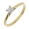 18ct Yellow Gold Diamond 0.21ct Solitaire Princess Cut Ring