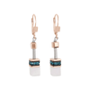 COEUR DE LION GeoCube Earrings - Petrol - wthite - rose gold