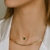 SIF JAKOBS NECKLACE ELLERA QUADRATO - 18K GOLD PLATED, WITH GREEN ZIRCONIA