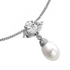 Diamonfire Silver Cubic Zirconia Pearl Pendant & Chain