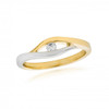 9ct Yellow and White Gold Single Diamond Ring