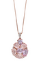 9ct Rose Gold Rose De France And Rose Quartz Cluster Pendant