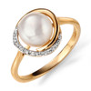 9ct Yellow gold Diamond freshwater pearl ring