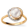 9ct Yellow gold Diamond freshwater pearl ring