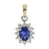 18ct Yellow Gold Sapphire Diamond Oval Cluster Necklace