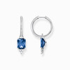 Hoop earrings with blue stone