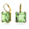 Swarovski Millenia drop earrings Square cut, Green, Gold-tone plated
