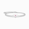 Bracelet heart with pink stones silver