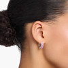 Hoop earrings with pink stones pavé silver