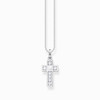 Necklace cross with white stones silver