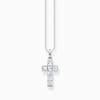 Necklace cross with white stones silver