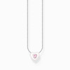 Necklace heart with pink stones silver