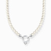 Charm necklace with white pearls silver