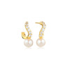 EARRINGS PONZA CREOLO - 18K GOLD PLATED WITH FRESHWATER PEARL AND WHITE ZIRKONIA