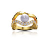 RING PONZA - 18K GOLD PLATED WITH FRESHWATER PEARL AND WHITE ZIRKONIA