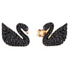 Swarovski Iconic Swan earring jackets Swan, Black, Rose gold-tone plated