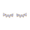 Four Stone Crawler Stud Earrings With Diamonfire Zirconia In Yellow Gold Plating