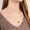Engravable Tag Necklace With Solitaire Diamonfire Zirconia Charm In Yellow Gold Plating