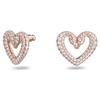 Una stud earrings Pavé, Heart, Medium, White, Rose gold-tone plated