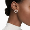 Una stud earrings Pavé, Heart, Medium, White, Rose gold-tone plated