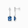 Earrings with blue and white stones silver