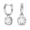 Stilla drop earrings Square cut, White, Rhodium plated