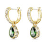 Stilla drop earrings Pear cut, Green, Gold-tone plated