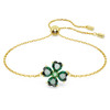 Idyllia bracelet Mixed cuts, Clover, Green, Gold-tone plated