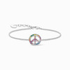 Blackened silver bracelet with peace sign and coloured stones