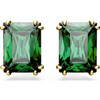 Matrix stud earrings, Rectangular cut, Green, Gold-tone plated