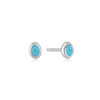 Silver Turquoise Wave Stud Earrings