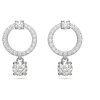 Attract hoop earrings Round cut, White, Rhodium plated