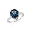 9ct White Gold Diamond & London Blue Topaz Ring