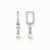 Hoop earrings links and pearls silver