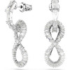 Hyperbola drop earrings, Infinity, White, Rhodium plated