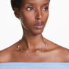 Imber necklace, Round cut, Light blue, Gold-tone plated