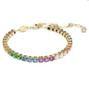 Matrix bracelet Round cut, Multicoloured, Gold-tone plated