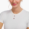 Silver necklace with heart pendant with red zirconia