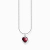 Silver necklace with heart pendant with red zirconia