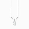Silver necklace with letter pendant S and white zirconia