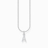 Silver necklace with letter pendant A and white zirconia