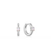 Silver Kyoto Opal Cabochon Huggie Hoop Earrings