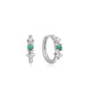 Silver Malachite Star Huggie Hoop Earrings