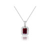 Mark Milton 18ct White Gold Ruby Diamond Surround Pendant Necklace